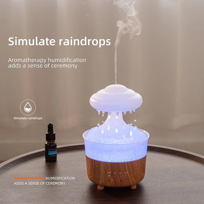 Rain Cloud Night Light Humidifier with Soothing Water Drop Sound, 7-Color LED Lighting, and Essential Oil Diffuser for Aromatherapy
