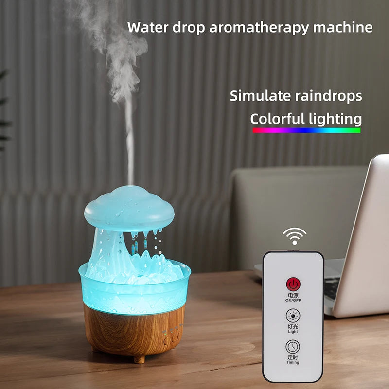 Rain Cloud Night Light Humidifier with Soothing Water Drop Sound, 7-Color LED Lighting, and Essential Oil Diffuser for Aromatherapy
